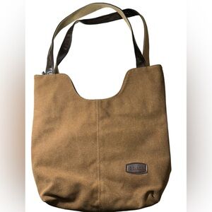 Retro Artvan Brown Canvas Boho Tote Purse Hobo Shoulder Bag